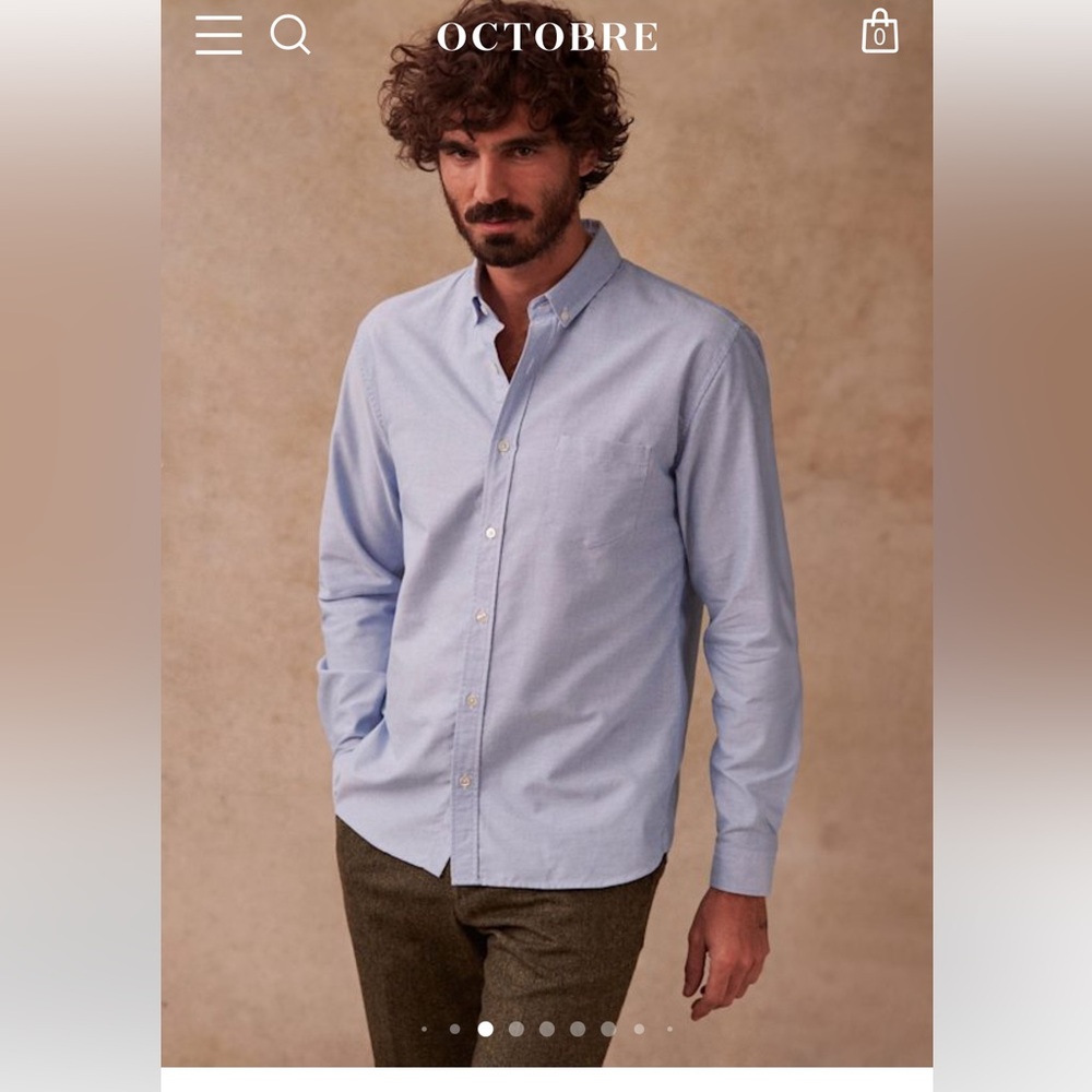 October Charlie Oxford Light Blue Shirt. 100% Organic Cotton. Made in Portugal.
